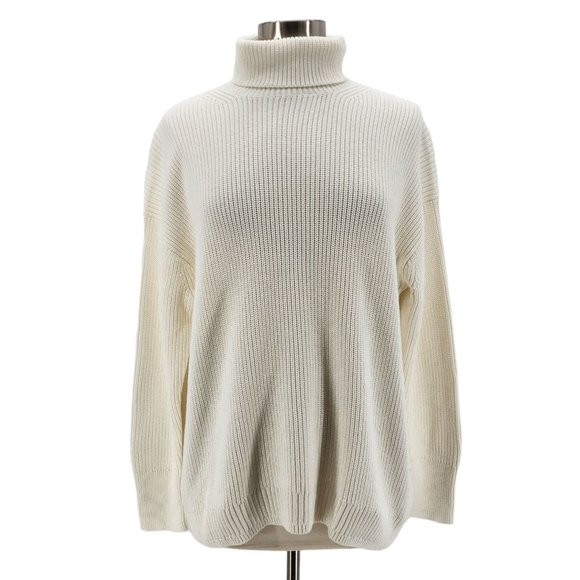 J. Crew Sweaters - NWT J. Crew Cotton Cashmere Ivory Turtleneck Knit Sweater Womens Medium